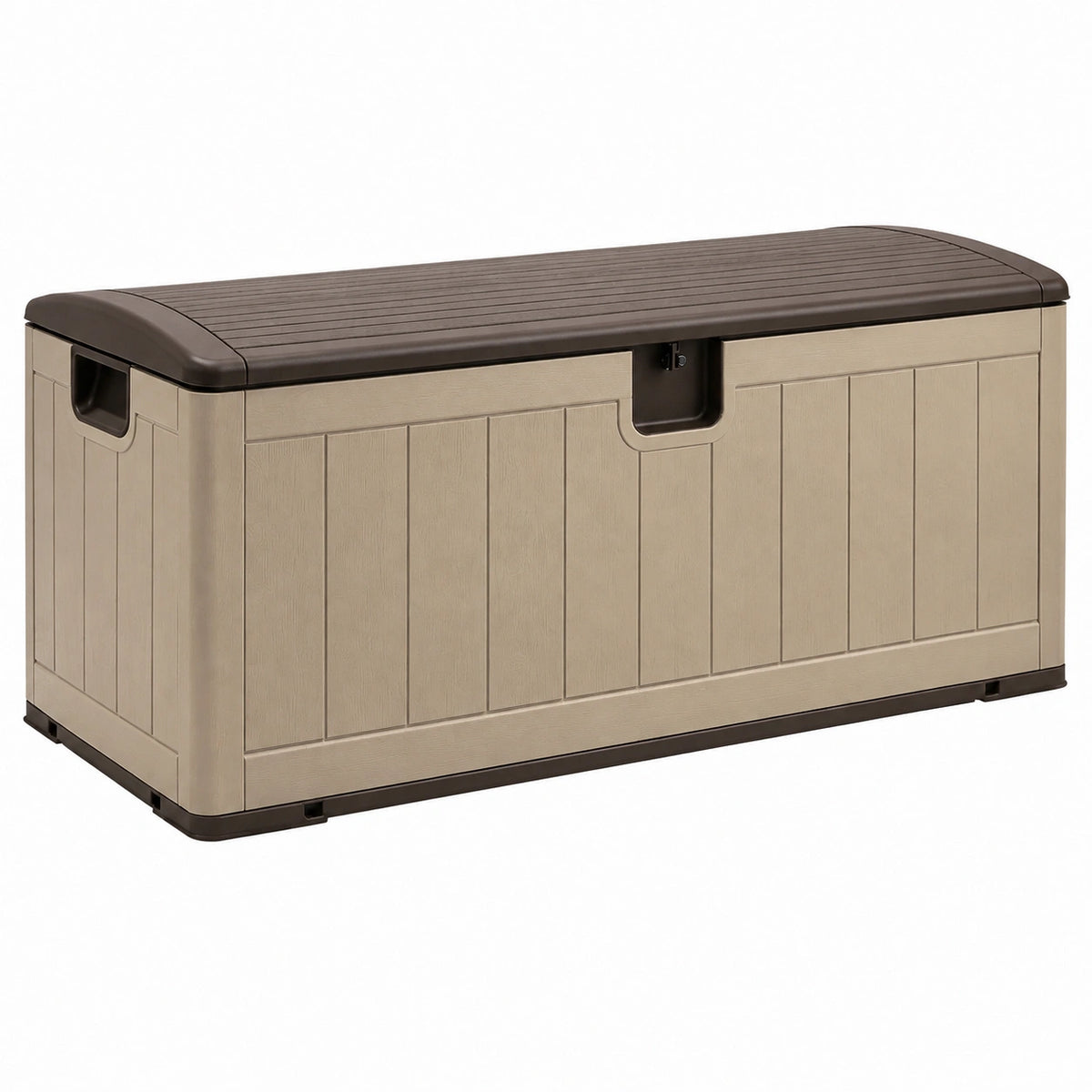 Aufbewahrungsbox 120 x 60 x 63 cm Kunststoff Taupe Dunkelbraun mit Sitzdeckel