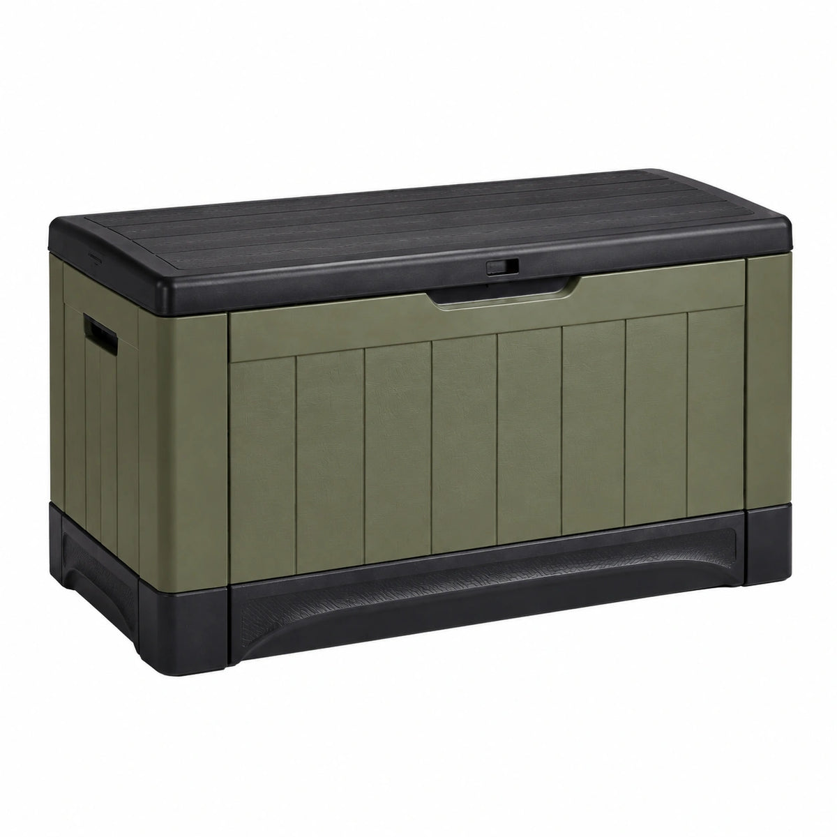 Aufbewahrungsbox 120 x 60 x 63 cm Kunststoff Olivgrün Schwarz für Außenbereich mit Klappdeckel