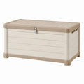 Aufbewahrungsbox 120 x 60 x 65 cm aus Kunststoff in Beige mit Deckel für Garten und Terrasse
