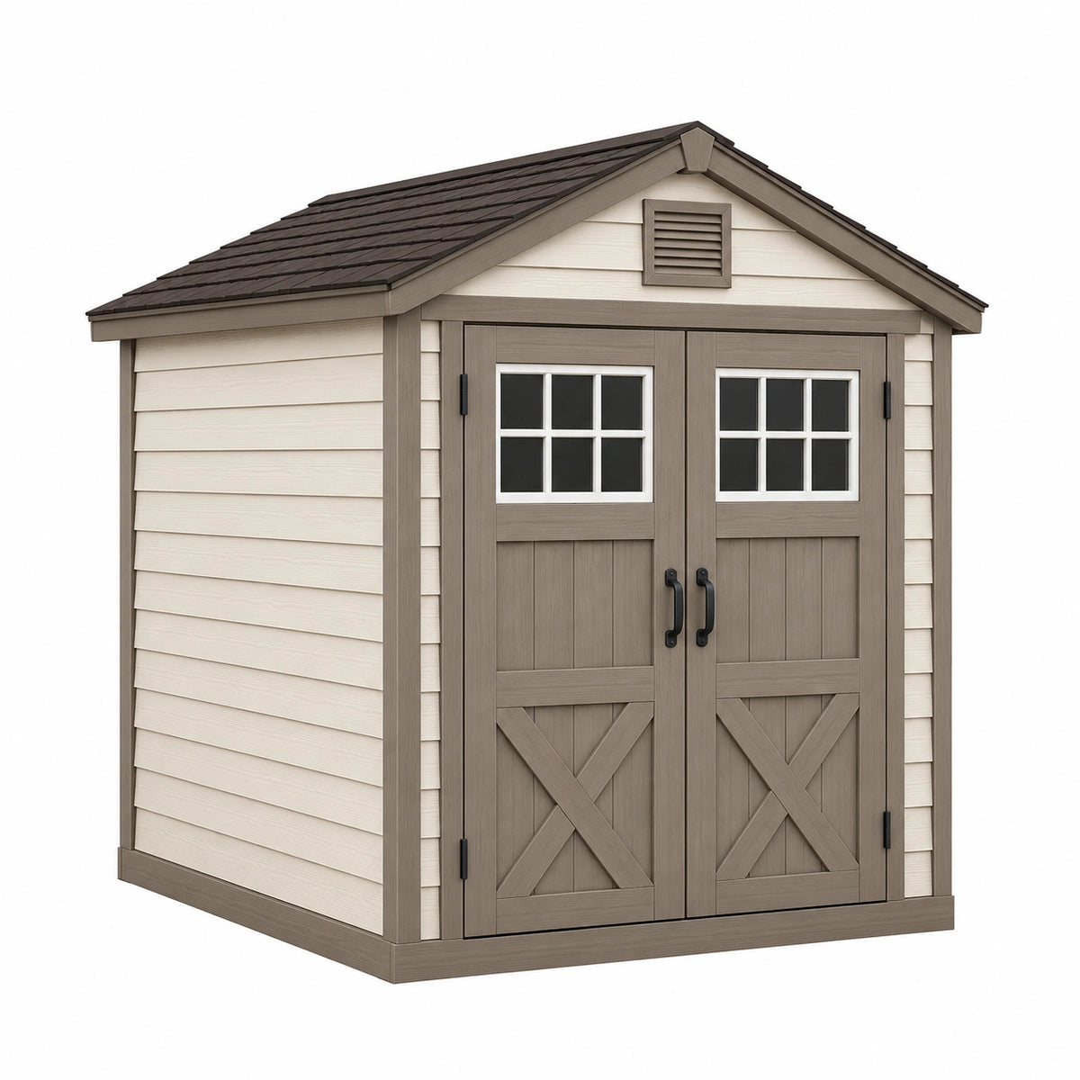Kunststoff Gartenhaus 180 x 120 x 210 cm Beige Braun - Gartengerätehaus mit Doppeltür