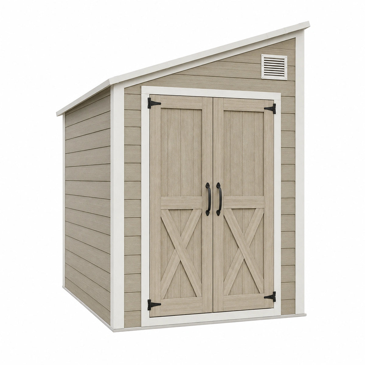 Gartengerätehaus 183 x 111 x 200 cm Kunststoff Beige - Doppelwandiges Gerätehaus mit Doppeltür