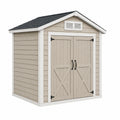 Kunststoff Gartenhaus 183 x 121 x 183 cm Beige Weiß mit Doppeltür und Satteldach