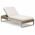 Gartenliege 200 x 70 x 82 cm aus Metall und Seilgeflecht in Beige Taupe mit verstellbarer Rückenlehne