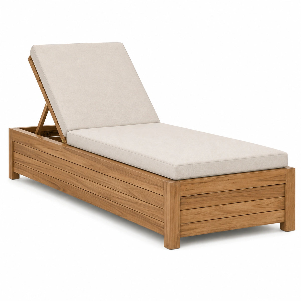 Gartenliege 200 x 70 cm Holz Beige mit verstellbarer Rückenlehne