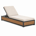 Sonnenliege 200 x 70 x 35 cm mit Holzlatten und Metallgestell Beige Braun Schwarz - verstellbare Gartenliege