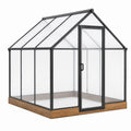 Gewächshaus 190 x 190 x 195 cm Aluminium Polycarbonat Schwarz Transparent mit Tür