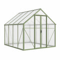 Gewächshaus 190 x 190 x 195 cm Aluminium Polycarbonat Grün Transparent mit Schiebetür