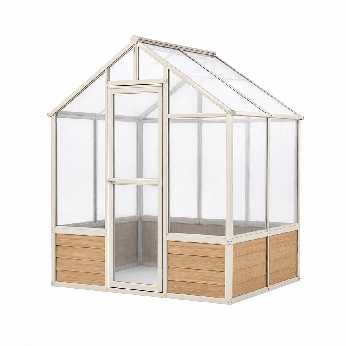Gewächshaus 190 x 190 x 200 cm Aluminium transparent mit Kunststoffplatten für Garten