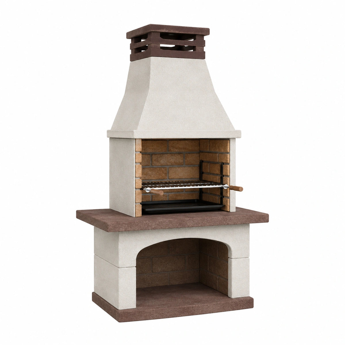 Gartengrillkamin 100 x 70 x 220 cm Beton Braun Beige mit Grillrost