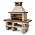 Gartengrill 180 x 100 x 240 cm Stein Keramik Braun Beige mit Grillrost für Außenbereich