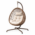 Hängesessel 105 x 105 x 195 cm Polyrattan Braun mit Stahlgestell für Innenbereich Boho